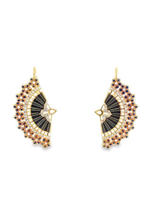 Diva gold crystal stones blue glazed earrings GOCCIAZZURRA JEWELS | ORDIVAOROBLU